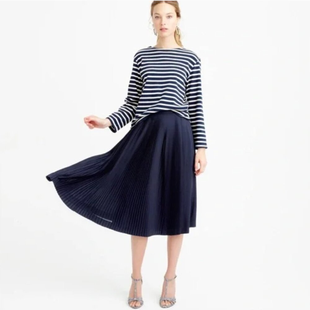 J Crew Micro Pleated Midi Skirt Sz 4